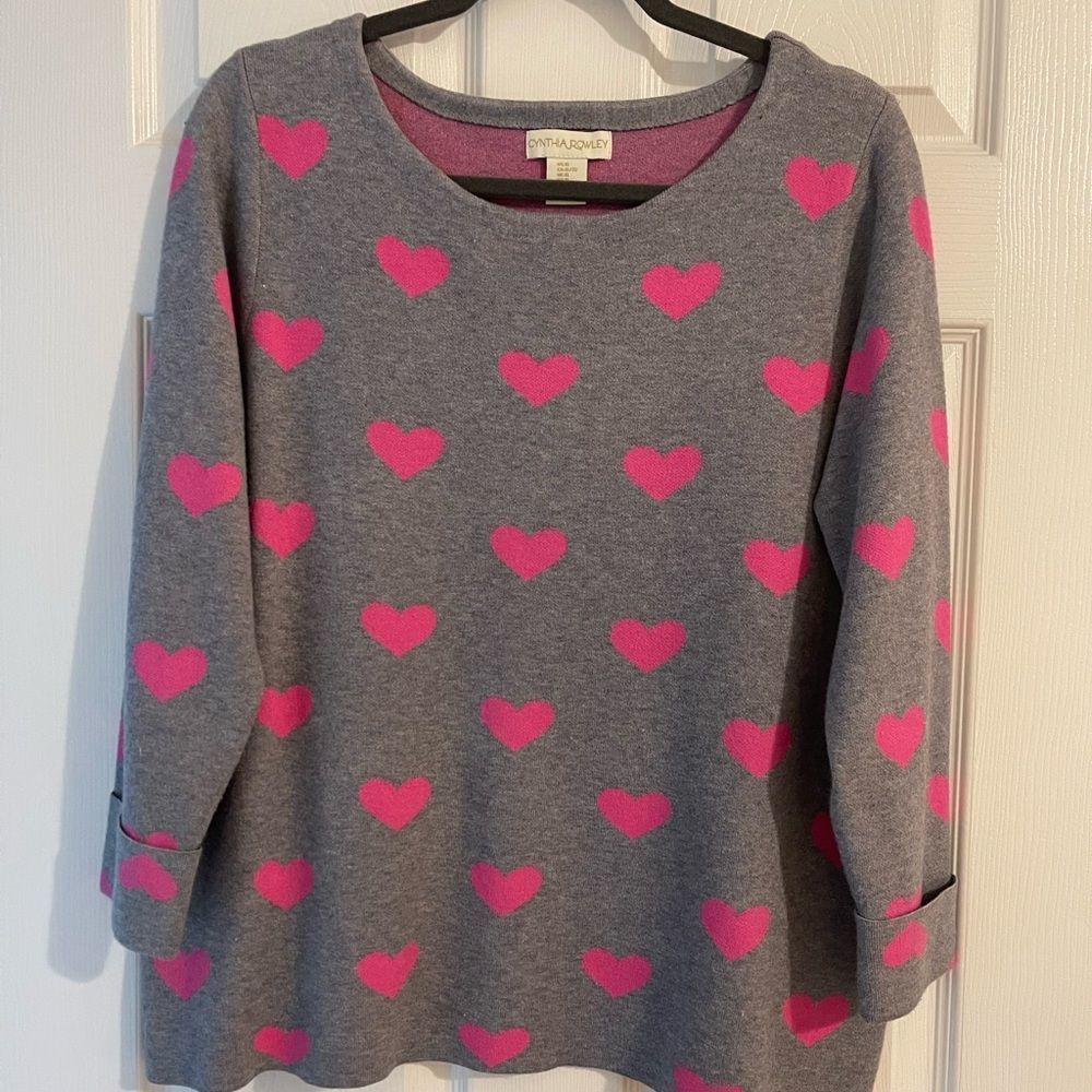 Gray & Pink Heart Sweater from Cynthia Rowley